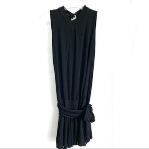 Misope Y2K Black Tank Top Blouse w/ Peplum Hem & Bow size Small